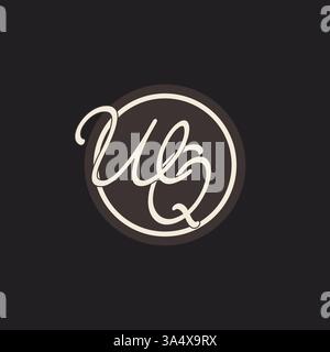 Lettera iniziale logo WQ monogramma con grafica vettoriale semplice e creativa delle idee di design della linea circolare Illustrazione Vettoriale
