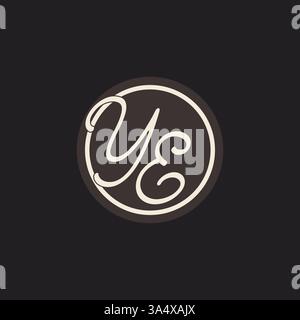 Logo monogramma con lettera iniziale YE con grafica vettoriale semplice e creativa delle idee per il design della linea circolare Illustrazione Vettoriale