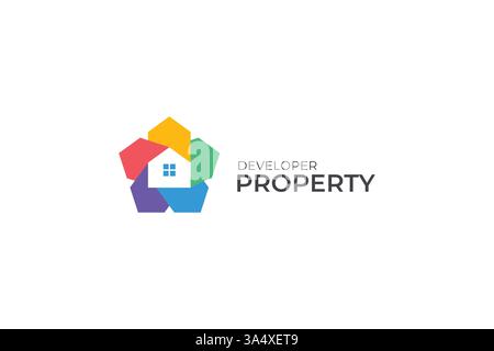 Logo moderno che mette in risalto l'eccellenza degli sviluppatori immobiliari e immobiliari attraverso un design minimalista Illustrazione Vettoriale