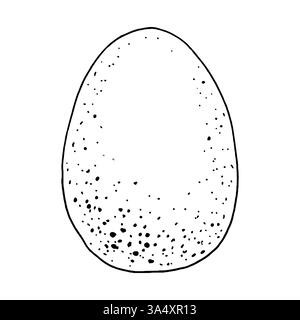 Illustrazione monocromatica di un uovo di Pasqua decorativo, di un uovo di uccelli selvatici o di fattoria. Perfetto per biglietti d'auguri natalizi, confezioni, design primaverili, artigianato Illustrazione Vettoriale