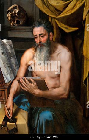St. Jerome Meditating 1655 di Willem KEY 1515 - 1568 o Adriaen Thomasz Key Belgio Belgio . Francese, Louvre France fine Art Museum Parigi. Foto Stock