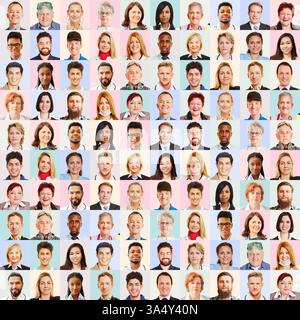 Ritratti di dipendenti di varie professioni su sfondo pastello come concetto di carriera Foto Stock