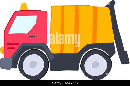 illustrazione del vettore dei cartoni animati di un'auto giocattolo a distanza Illustrazione Vettoriale