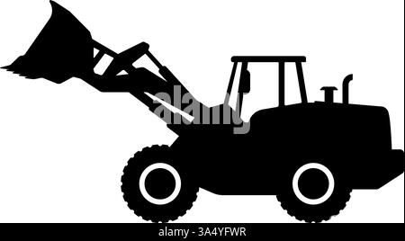 Pala caricatrice gommata con simbolo icona sagoma benna. Illustrazione vettoriale Illustrazione Vettoriale