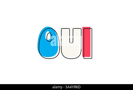 Scheda oui. Vettore di scrittura isolato su sfondo bianco Illustrazione Vettoriale