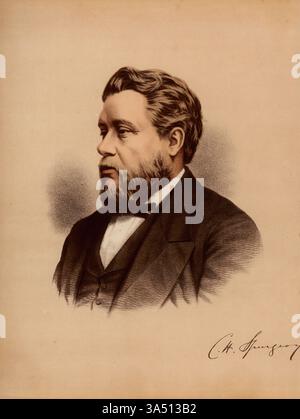 Ritratto di Charles Haddon Spurgeon (1834-1892) predicatore battista inglese Foto Stock
