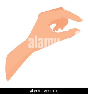 Illustrazione vettoriale di una mano che esegue un gesto di misurazione. Gesto della mano mentre mostra una piccola quantità di qualcosa isolato. Illustrazione Vettoriale