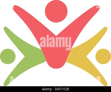 Icona del logo People, simbolo di connessione del gruppo community per l'illustrazione grafica Illustrazione Vettoriale