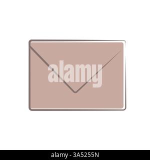 Busta marrone dal design minimalista con patta su sfondo bianco semplice Illustrazione Vettoriale