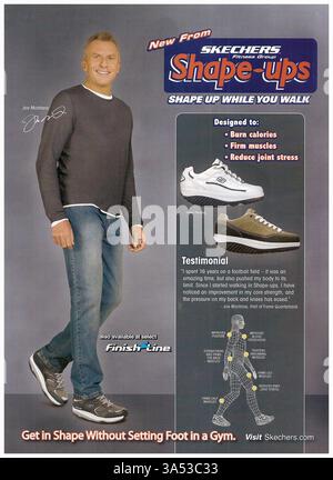 2010 Skechers Shape-UPS Shoes annuncio a stampa con il quarterback NFL Joe Montana Foto Stock