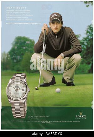 2008 golfista Adam Scott per l'orologio Rolex Oyster Perpetual Day-Date. Foto Stock