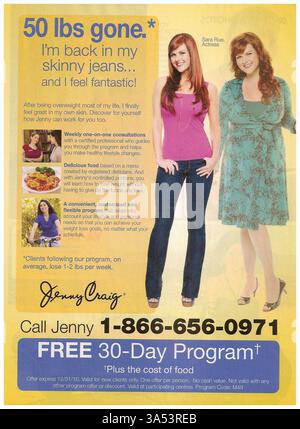 2010 ad Jenny Craig programma metabolico con l'attrice Sara Rue Foto Stock