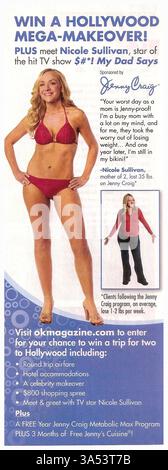2010 ad Jenny Craig programma metabolico con l'attrice Nicole Sullivan della serie TV '$#! Mio padre dice. L'annuncio promuove un concorso "Hollywood Mega-Makeover", che offre un viaggio per due a Hollywood. Include foto prima e dopo di Sullivan, che mostrano il suo viaggio di perdita di peso con Jenny Craig Foto Stock