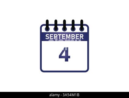Icona Calendario 4 settembre – Data importante, eventi e pianificazione Illustrazione Vettoriale