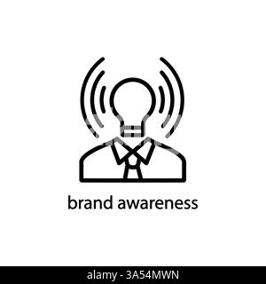 Icona di brand awareness. Icona di brand awareness lineare e piatta, moderna e alla moda, su sfondo bianco della collezione generale sottile, contorno modificabile Illustrazione Vettoriale