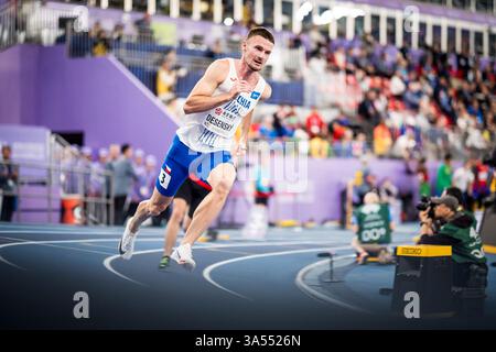 Nanchino, Cina. 21 marzo 2025. Michal Desensky (CZE) durante la gara dei 400 m, il ventesimo Campionato del mondo indoor a Nanchino, Cina, 21 marzo 2025. Crediti: Jaroslav Svoboda/CTK Photo/Alamy Live News Foto Stock