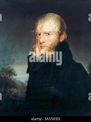 Caspar David Friedrich (1774-1840), tedesco romantico paesaggista, ritratto a olio su tela di Albert Freyburg, 1840 Foto Stock