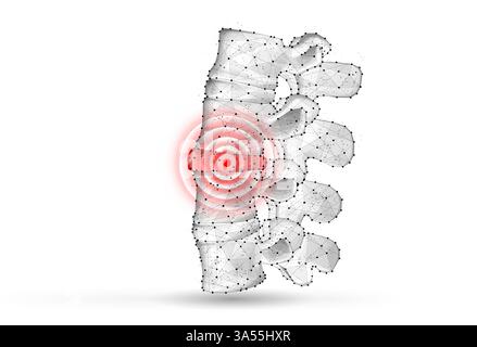 vettore colonna 3d isolato su bianco. Cura chiropratica, midollo spinale, chirurgia ortopedica. Illustrazione Vettoriale