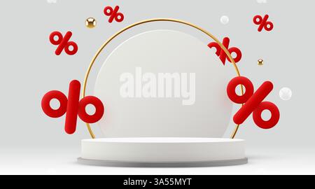 Vendita lampo. Sconti colorati sul podio. Offerta speciale composizione promozionale. Illustrazione vettoriale Illustrazione Vettoriale