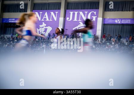 Nanchino, Cina. 21 marzo 2025. Una foto che mostra il logo raffigurato durante i Campionati mondiali di atletica leggera indoor, a Nanchino, Cina, venerdì 21 marzo 2025. I campionati si svolgono dal 21 al 23 marzo. BELGA PHOTO JASPER JACOBS credito: Belga News Agency/Alamy Live News Foto Stock