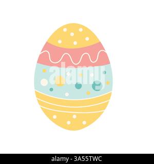 Uovo di Pasqua colorato con motivi decorativi graziosa arte natalizia Illustrazione Vettoriale