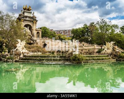 La Cascada nel Parc de la Ciutadella a Barcellona, Spagna. Foto Stock