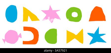 Collage di forme geometriche colorate per un design artistico astratto di tendenza Illustrazione Vettoriale