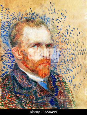 Vincent van Gogh Autoritratto 1887 famoso dipinto post-impressionista di dominio pubblico opere d'arte ad alta risoluzione artista olandese riproduzione di belle arti Foto Stock