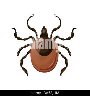 Lyme Tick immagine vettoriale piatta su uno sfondo bianco. Acaro vettoriale Illustrazione Vettoriale