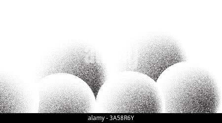 Sfondo astratto granuloso con motivo ondulato ed effetto mezzitoni. Design retrò in bianco e nero con texture spray, polvere e diffusione Illustrazione Vettoriale