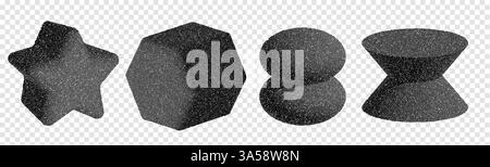 forme astratte geomtriche 3d y2k. Kit con diversi tipi di gusci. Set di illustrazioni vettoriali Illustrazione Vettoriale