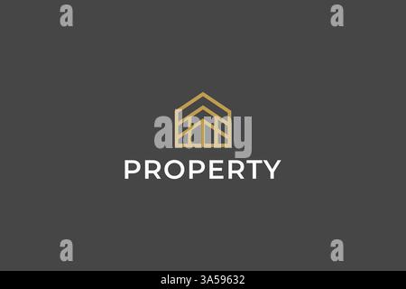 Property House Logo Home Building Investment and Development Residenza commerciale Illustrazione Vettoriale