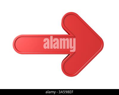 Segno di freccia rossa 3d vuoto isolato su sfondo bianco concetti creativi minimi rendering 3D. Foto Stock