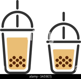 Bolla tè al latte. Icona vettoriale per il logo Illustrazione Vettoriale