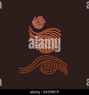 Poster bohémien astratto con forme geometriche. Linea d'arte moderna in stile minimalista. Semplice illustrazione vettoriale, ornamento texture Illustrazione Vettoriale