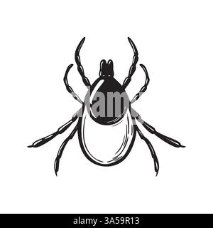 Illustrazione vettoriale Lyme Tick su sfondo bianco. Acaro vettoriale Illustrazione Vettoriale