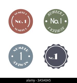 Set di varie etichette con testo numero uno , isolato su sfondo bianco, illustrazione vettoriale piatta. Illustrazione Vettoriale