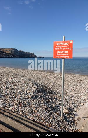 Cartello segnaletico sulla North Shore a Llandudno, Galles del Nord Foto Stock