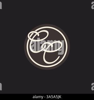 Logo monogramma lettera iniziale CC con grafica vettoriale semplice e creativa delle idee per il design della linea circolare Illustrazione Vettoriale