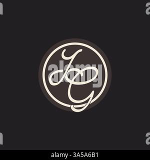 Lettera iniziale logo monogramma IG con grafica vettoriale semplice e creativa delle idee per il design della linea circolare Illustrazione Vettoriale