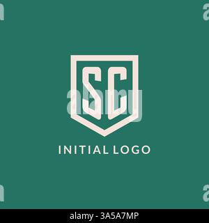 Logo iniziale SC monogramma schermatura grafica vettoriale design forma geometrica Illustrazione Vettoriale