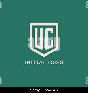 Logo iniziale UC monogramma schermo grafica vettoriale design forma geometrica Illustrazione Vettoriale