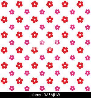 Fiore rosso senza cuciture su sfondo bianco Illustrazione Vettoriale