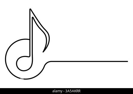 Disegno grafico continuo su una linea dell'icona della musica semplice disegno vettoriale Illustrazione Vettoriale