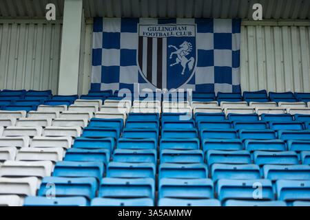 Vista generale del terreno prima della partita durante la partita Sky Bet League Two al MEMS Priestfield Stadium, Gillingham. Data foto: Sabato 22 marzo 2025. Foto Stock