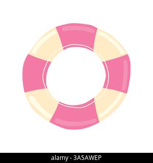 Semplice salvagente rosa e bianco, perfetto per articoli a tema di sicurezza, contenuti di salvataggio in acqua e accessori per la piscina estiva. Ideale per Illustrazione Vettoriale