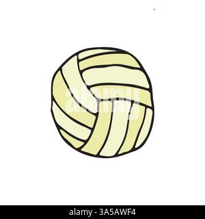 Cartoni animati per pallavolo a righe per gli appassionati di sport da spiaggia. Perfetto per giochi estivi all'aperto, attività fisica e attività sulla spiaggia Illustrazione Vettoriale