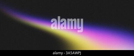 Texture a gradiente granuloso astratto giallo brillante rosa blu viola colori sfocati in movimento onda fluente luminosa su sfondo nero Foto Stock