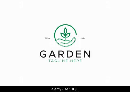 Letter G Garden Tree Plantation Harvest and Hand Logo Abstract Illustrazione Vettoriale
