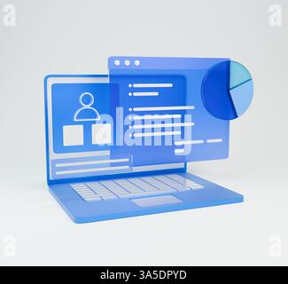 Icona 3D di grafici di dati e grafici analitici che rappresentano concetti di analisi dei dati aziendali. Foto Stock